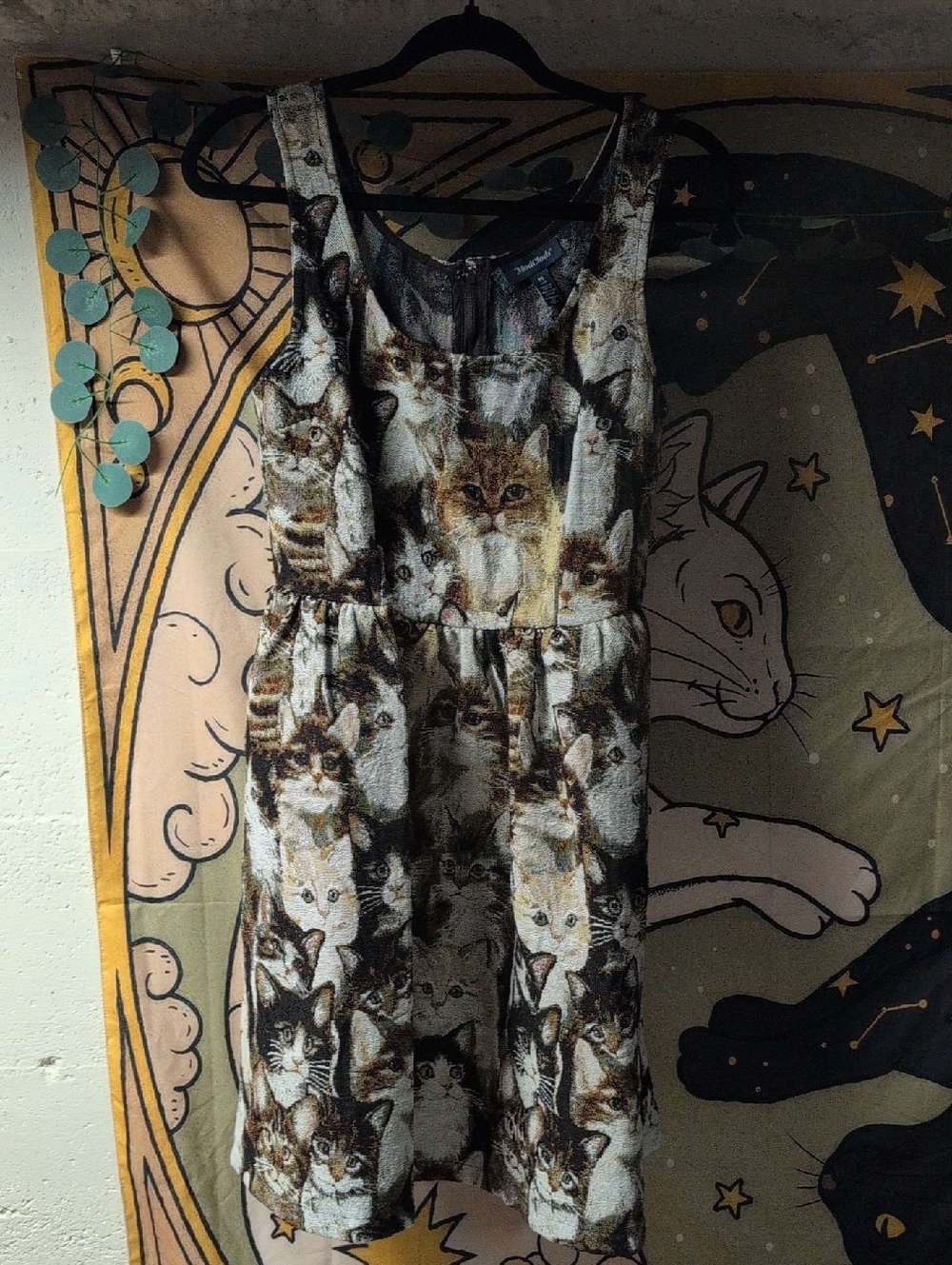ModCloth Multi-Colored Cat Print Mini Dress